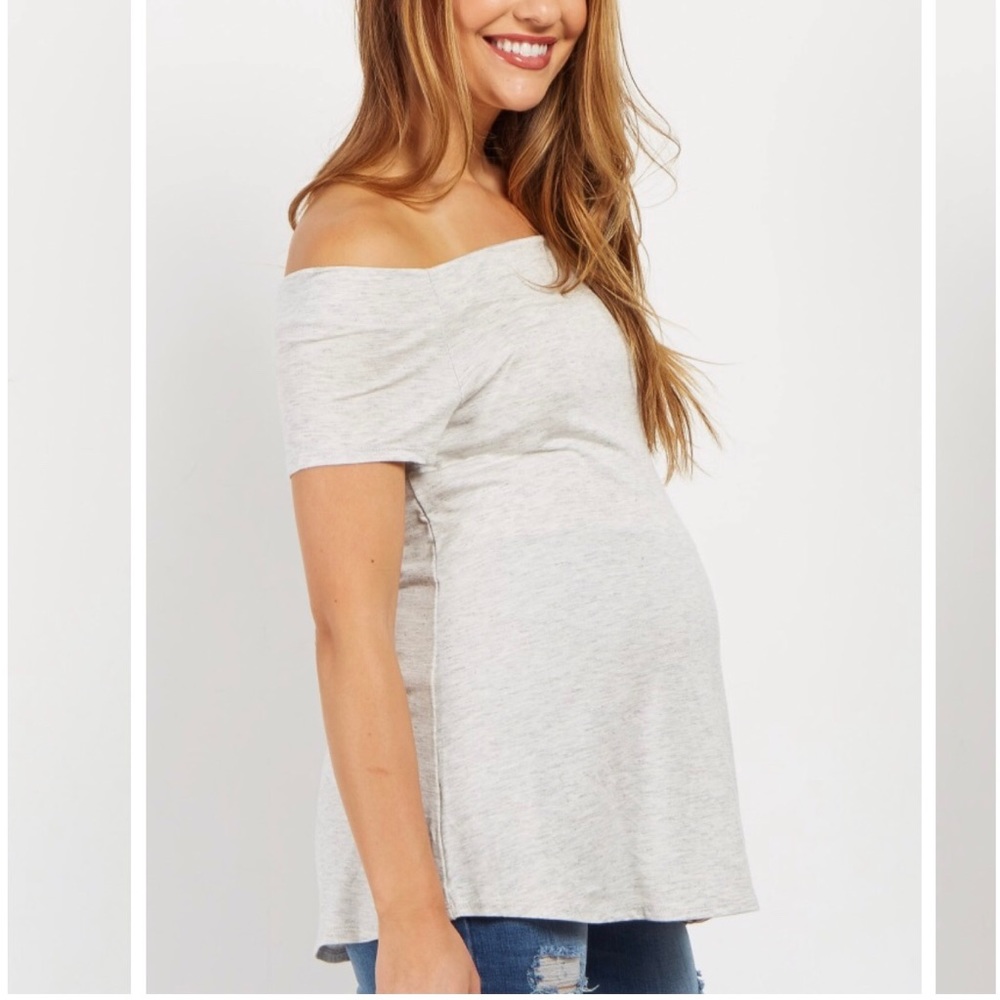 Pinkblush maternity shirt heather light gray. SZ L